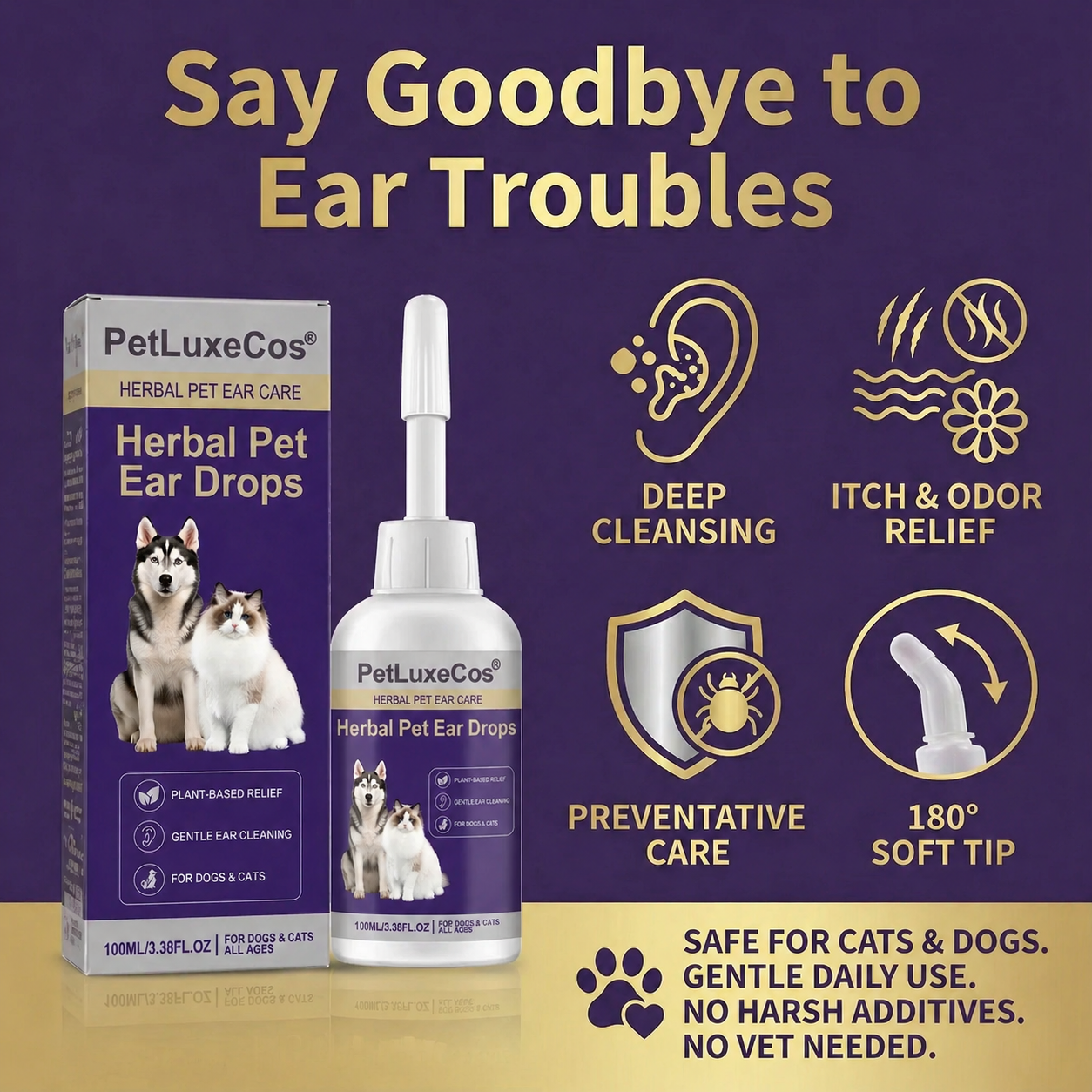 🏆Flash Sale⚡5K+ SOLD! PetLuxeCos Herbal Pet Ear Drops🎉Special limited-time discount