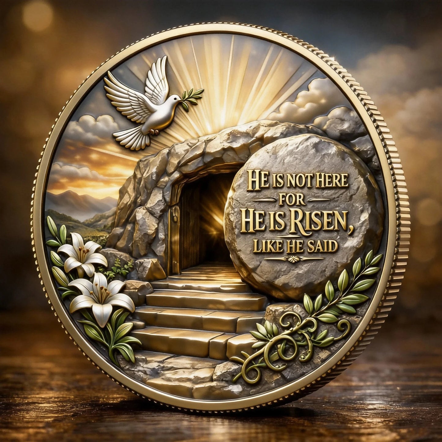 🏆Flash Sale⚡ 5K+ SOLD! 2D Biblical Commemorative Coin - "There Is No Greater Love" & "He Is Risen" Dual-Sided Design ✝️