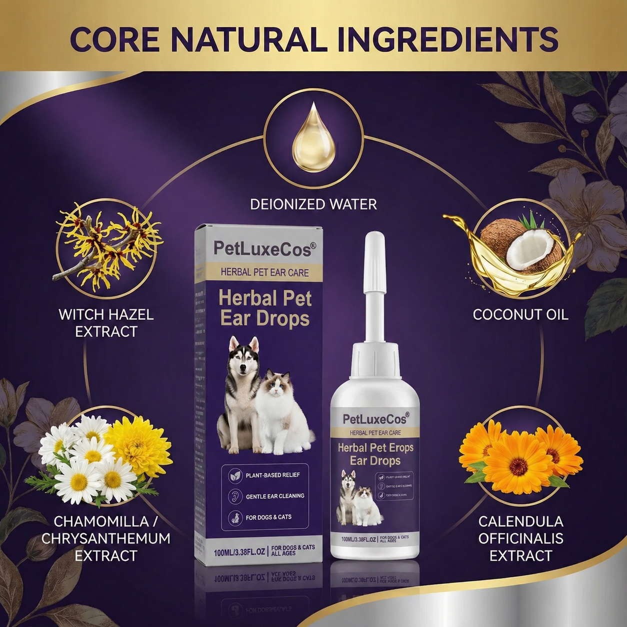 🏆Flash Sale⚡5K+ SOLD! PetLuxeCos Herbal Pet Ear Drops🎉Special limited-time discount