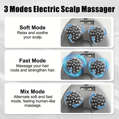 Pet Head Electric Massager for Cats and Dogs, 4 Silicone Heads with 96 Nodes, 3 Speed 360° Kneading Vibration, Relax Muscles Improve Circulation