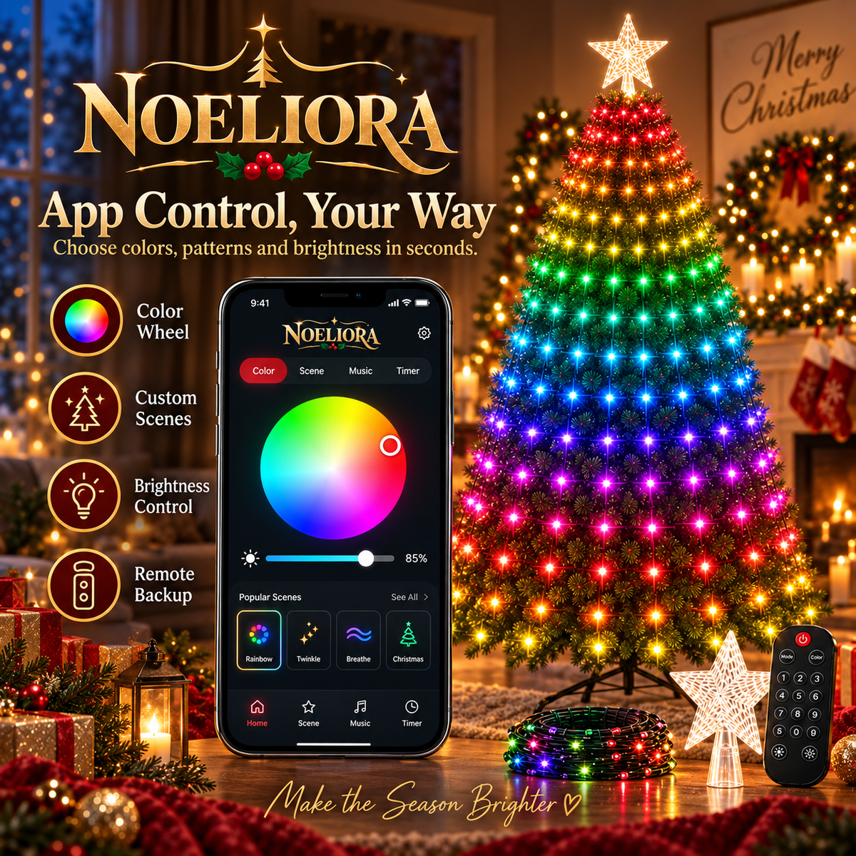 ✨Free shipping to your door✨Smart Christmas Tree Lights – App-Controlled Color Effects