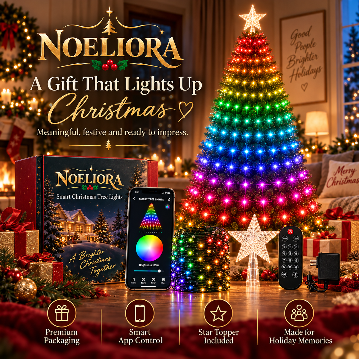 ✨Free shipping to your door✨Smart Christmas Tree Lights – App-Controlled Color Effects