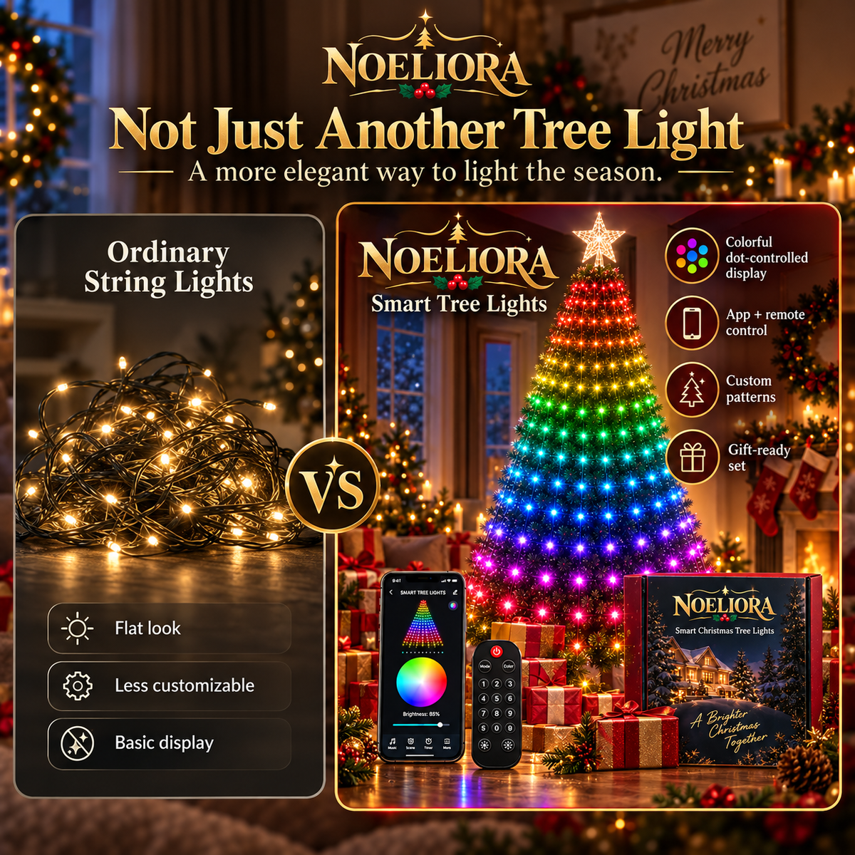 ✨Free shipping to your door✨Smart Christmas Tree Lights – App-Controlled Color Effects