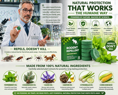 🏆Flash Sale 5K+ SOLD!🔥🟢 Natural Peppermint Rodent Repellent Tablets – 10 Pack