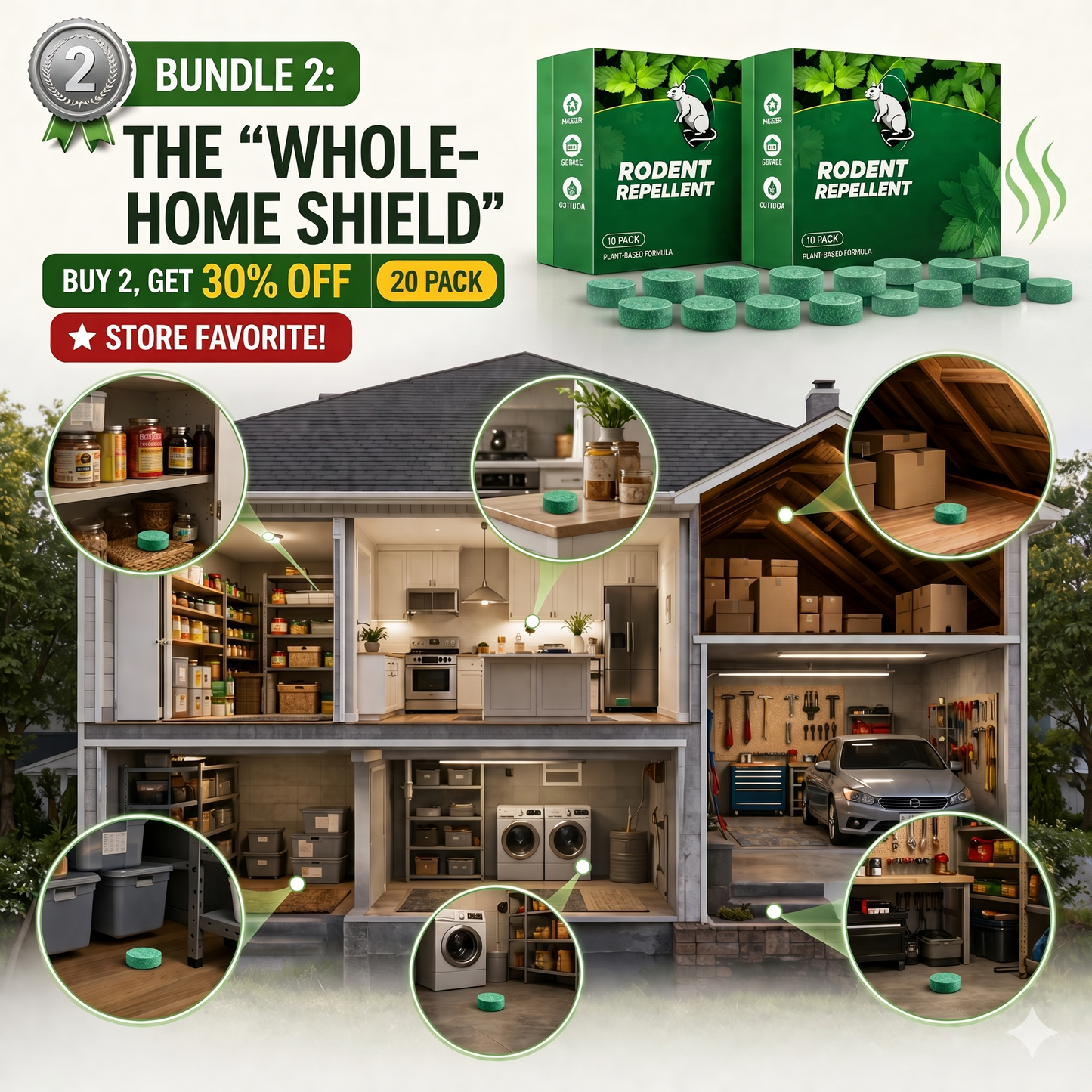 🏆Flash Sale 5K+ SOLD!🔥🟢 Natural Peppermint Rodent Repellent Tablets – 10 Pack