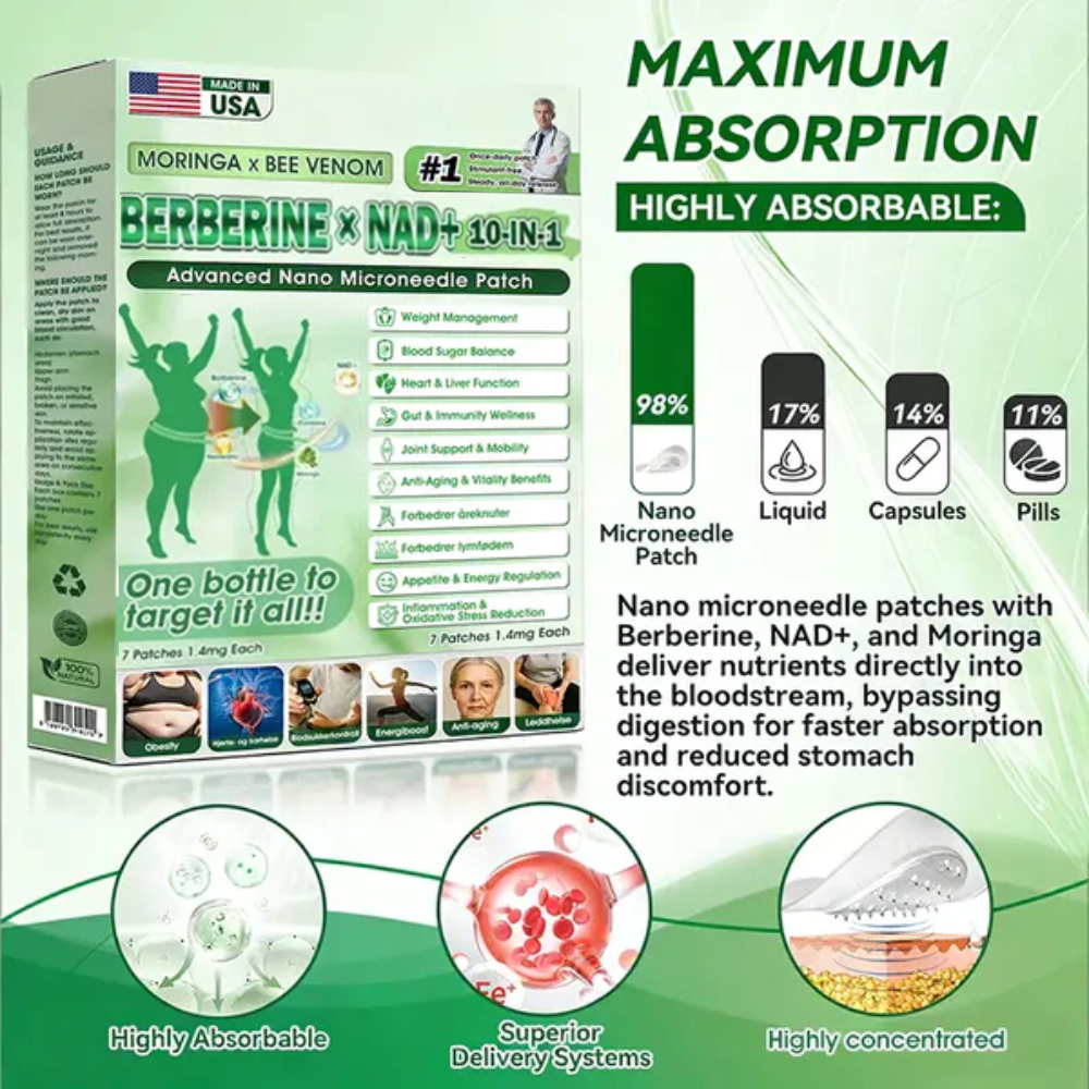 🧑‍⚕️🩺 Moringa · Berberine × 𝟏𝟎-𝐢𝐧-𝟏 𝐀𝐝𝐯𝐚𝐧𝐜𝐞𝐝 𝐍𝐚𝐧𝐨 𝐌𝐢𝐜𝐫𝐨𝐧𝐞𝐞𝐝𝐥𝐞 𝐏𝐚𝐭𝐜𝐡 — 𝐎𝐧𝐜𝐞 𝐃𝐚𝐢𝐥𝐲, 𝐕𝐢𝐬𝐢𝐛𝐥𝐞 𝐑𝐞𝐬𝐮𝐥𝐭𝐬 𝐢𝐧 𝟕 𝐃𝐚𝐲𝐬