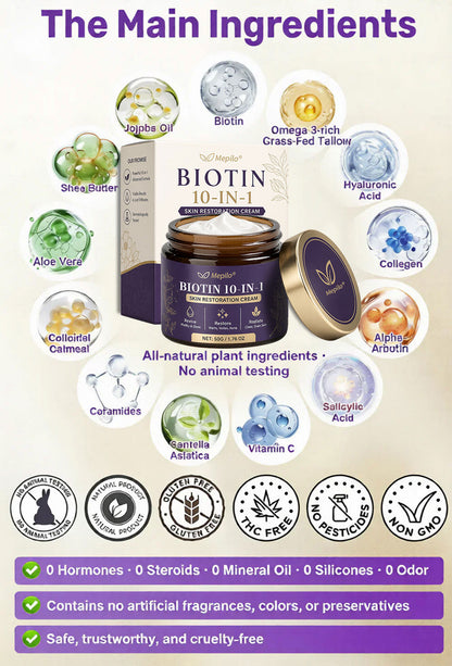Made and Shipped from USA ✨Mepilo® Biotin 10-in-1 Skin Restoration Cream 🍀