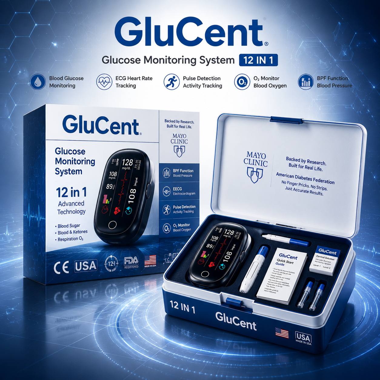 🔥Final 2 Hours : Only Limited Stock Left🏆GluGent™ Non-Invasive Blood Glucose Meter 99.9% Accuracy （Mayo Clinic Recommended）