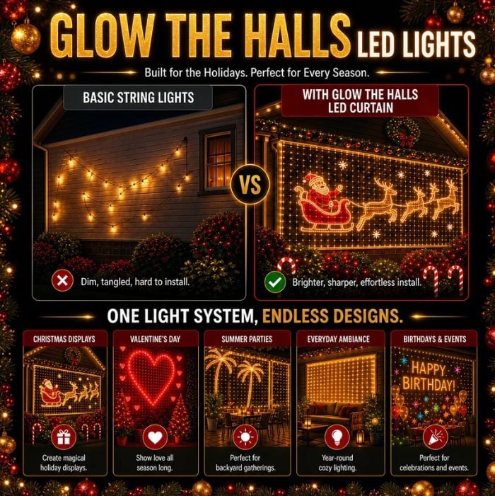 ✨ Turn Your Balcony Into A Giant LED Light Show! 🎄 Smart 300-LED Animated Mesh Screen 🎆📱