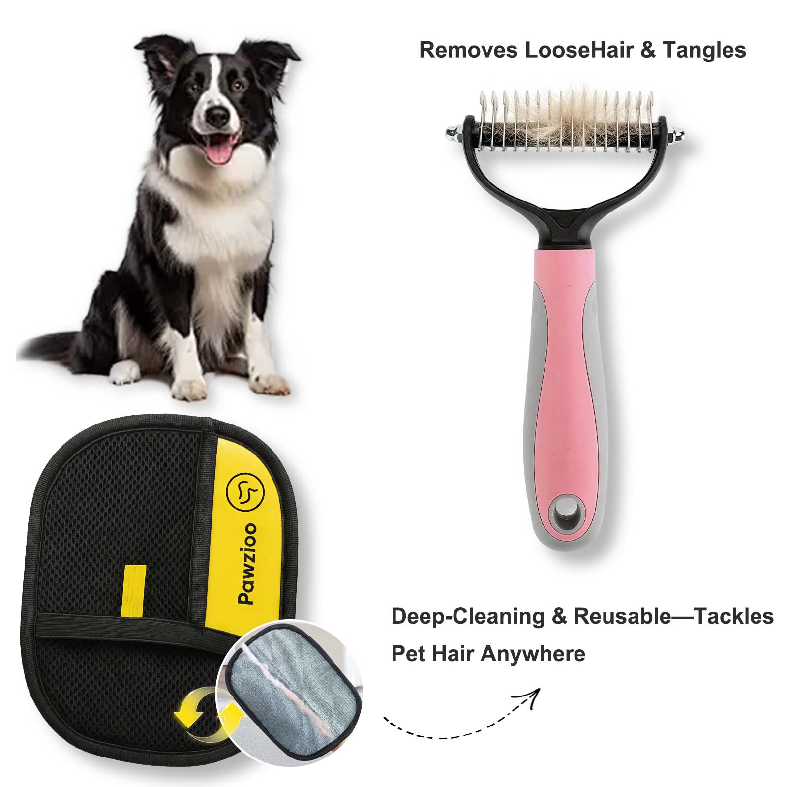 Large Pink – Clipping Comb + Latest Fur Cleaning Hand Brush