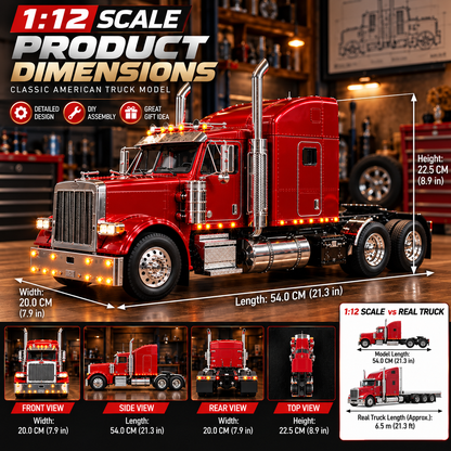🔥LAST DAY 49%🚛 Candy Apple Red American Truck Model Kit – Build Your Own Classic Semi Truck