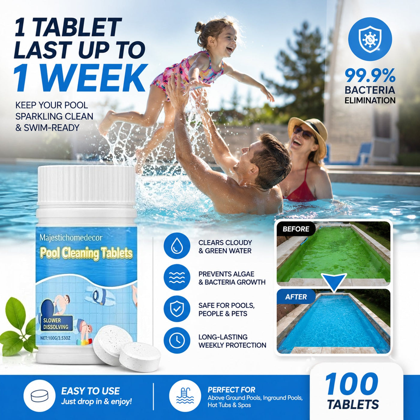 💥🏖️The Next-Gen Pool Purifier is here ✨ 2X Stronger Algae Control, Gentle & Safe for Kids! 👨‍👩‍👧‍👦