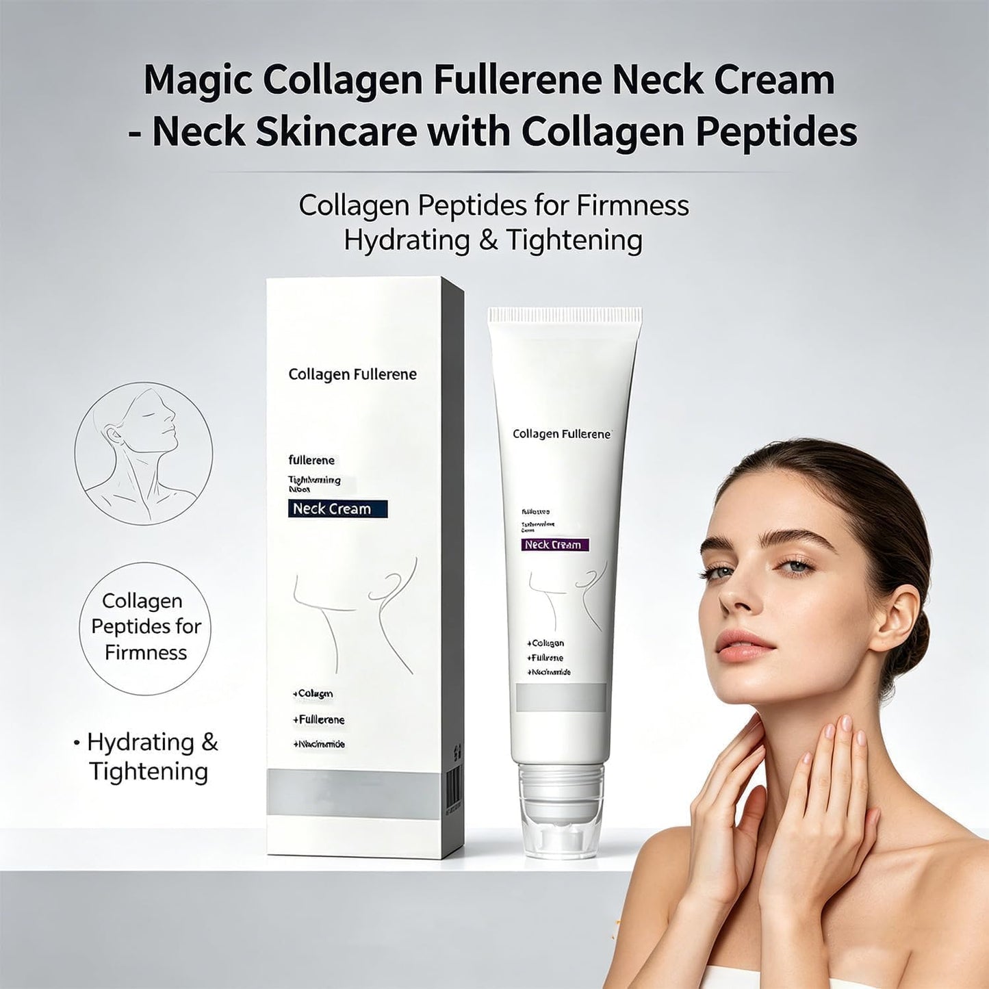 🔥LAST DAY 49% OFF🔥Collagen Fullerene Neck Cream -Tighten and Lift Firming Neck Cream,Neck Firming Cream for Crepey Skin,Reduces Wrinkles