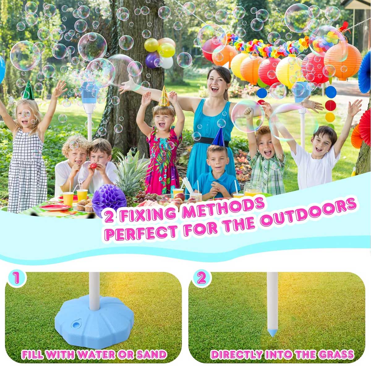 🔥Last Day 49% OFF🔥Bubble Maker Stand, 47Inch Battery Operated Standing Bubble Machine with Lights and Music