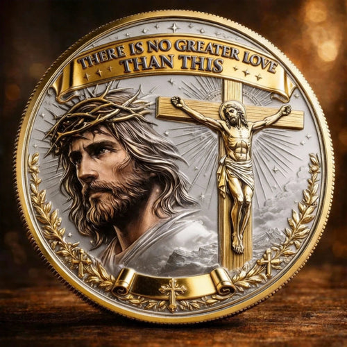 🏆Flash Sale⚡ 5K+ SOLD! 2D Biblical Commemorative Coin - "There Is No Greater Love" & "He Is Risen" Dual-Sided Design ✝️
