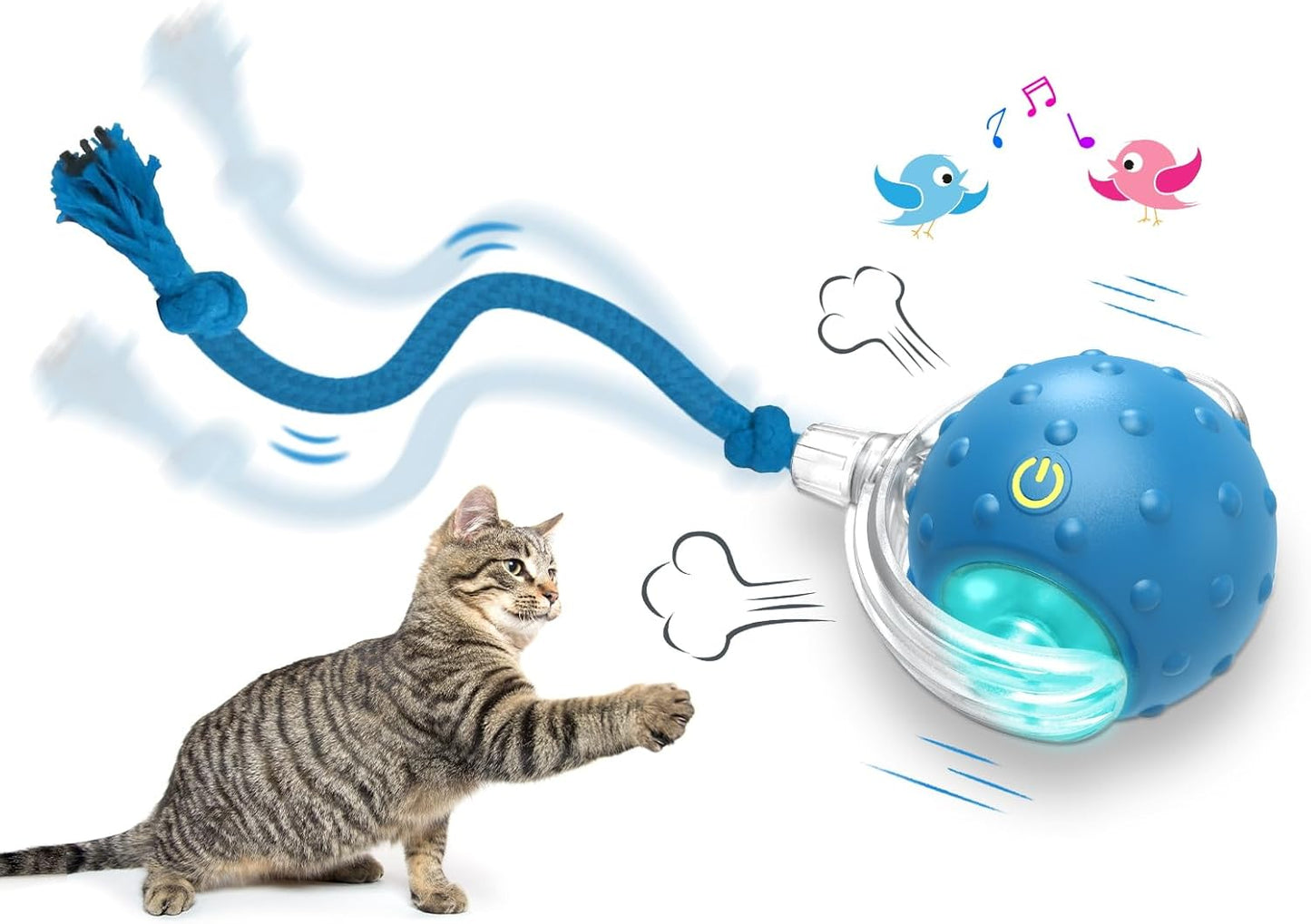 🔥LAST DAY 49% OFF-Interactive Cat Toys Ball for Indoor Cats Fast Rolling on Carpet, Chirping & Motion Activate Cat Toys