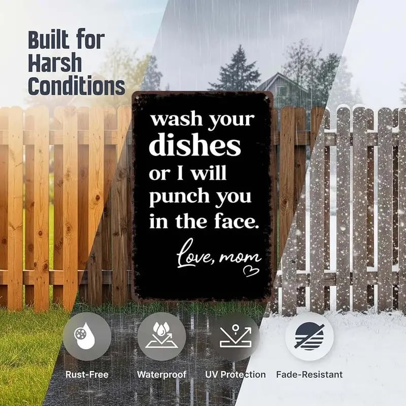 🔥LAST DAY 50% OFF - Funny Kitchen Metal Tin Sign 8"×12" 😂 Mom Humor Wall Decor