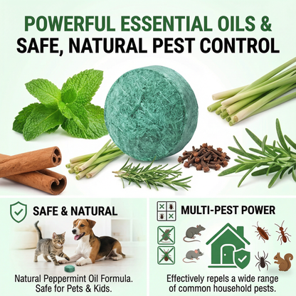 🏆Flash Sale 5K+ SOLD!🔥🟢 Natural Peppermint Rodent Repellent Tablets – 10 Pack