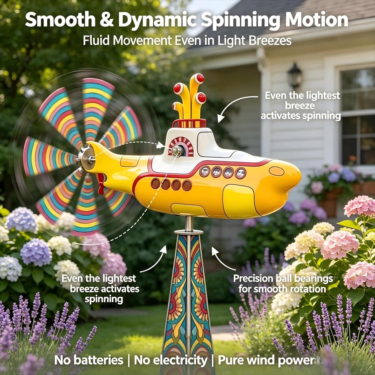🎁Flash Sale⚡1.5K+ SOLD! 🔥Yellow Submarine Wind Spinner for Garden