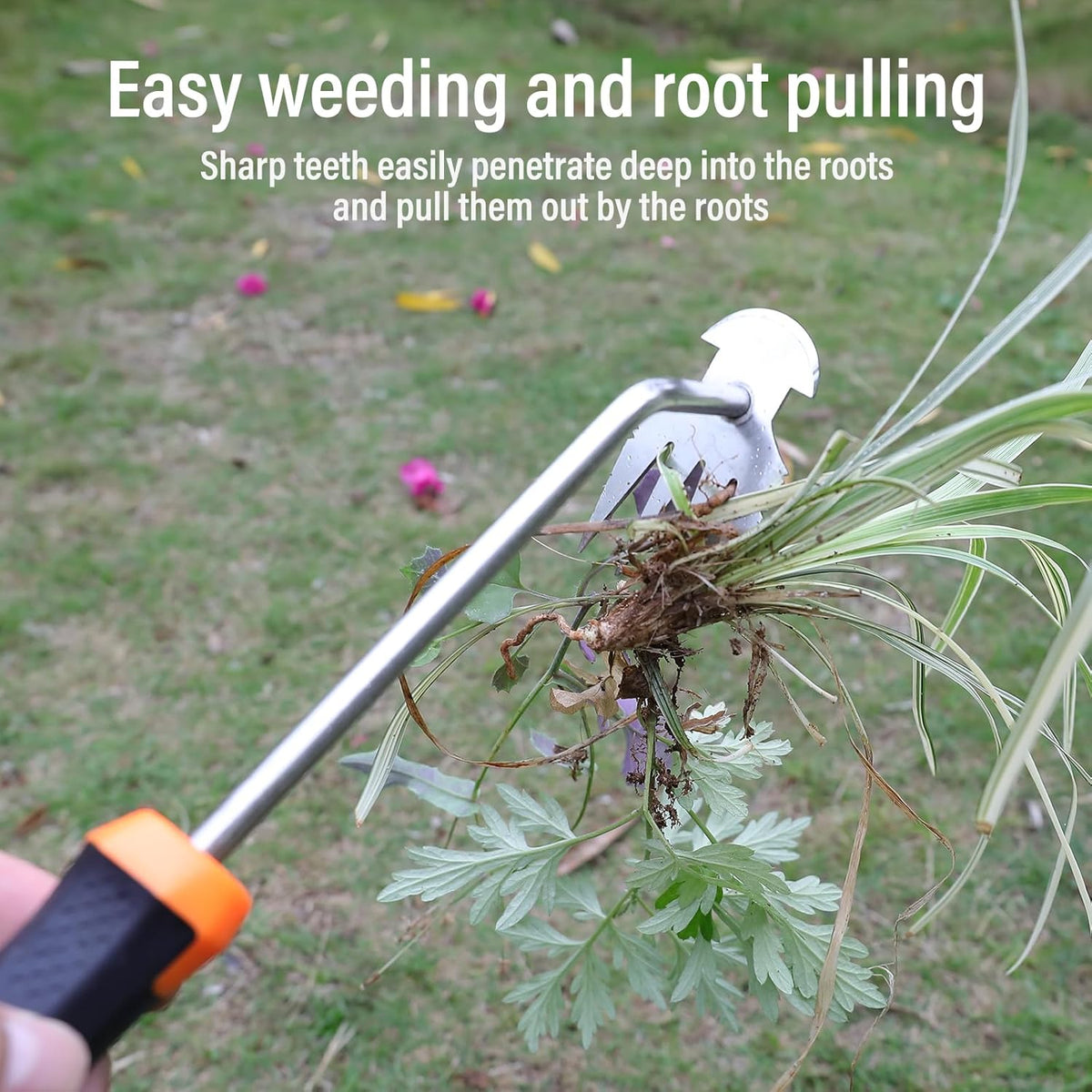 SIXCAR Weed Remover Tool,Portable Garden Weeder Tool,New Gardening Weeding Tools,for Garden Hand Tools for Vegetable Gardening Backyard Farm Planting & Uprooting Weeding Tool (Rubber Handle)