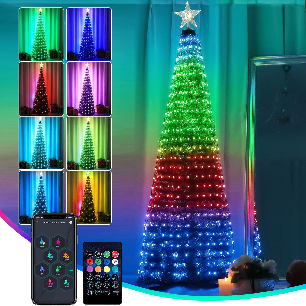 ✨Free shipping to your door✨Smart Christmas Tree Lights – App-Controlled Color Effects