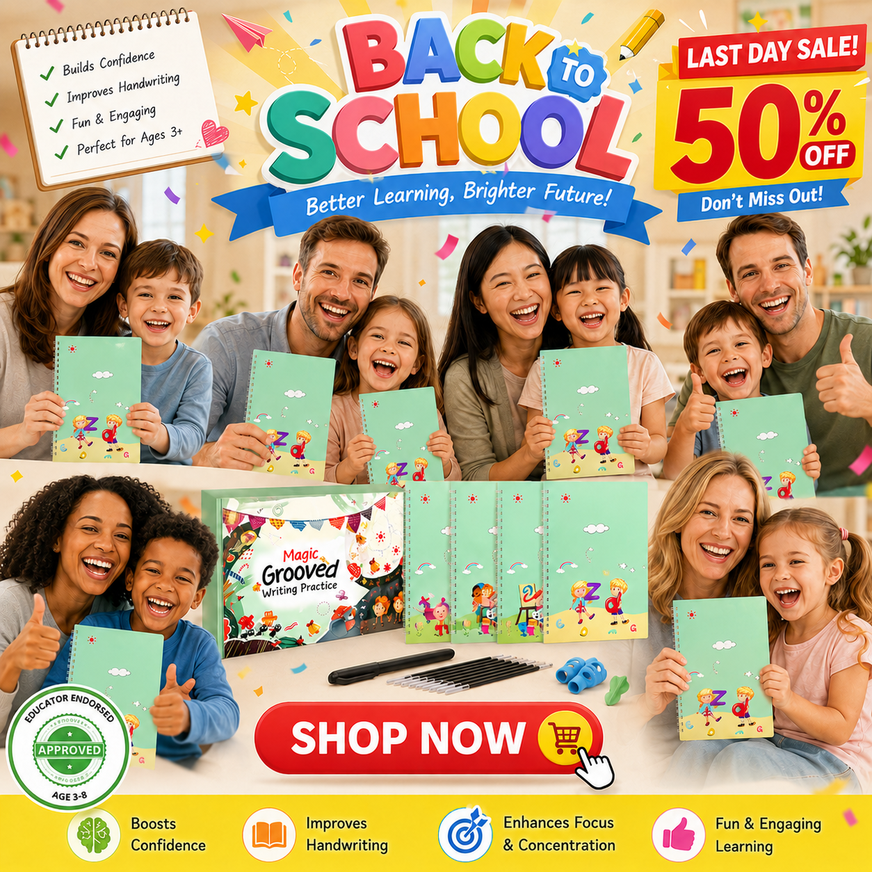 💥LAST DAY SALE 50%OFF💥📚MagicBook | Kids Practice Copybook Set (4Pcs/Set)