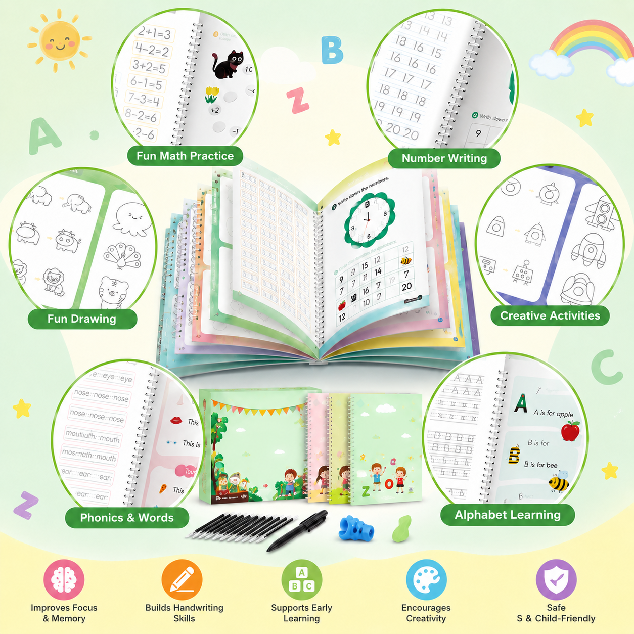 💥LAST DAY SALE 50%OFF💥📚MagicBook | Kids Practice Copybook Set (4Pcs/Set)