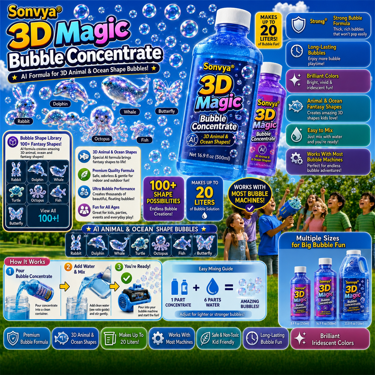 Sonvya® Super 3D Magic Bubble Concentrate —— Animal & Ocean Fantasy Theme