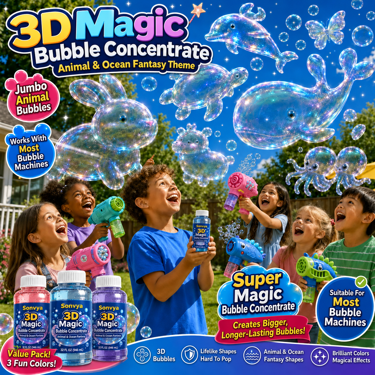 Sonvya® Super 3D Magic Bubble Concentrate —— Animal & Ocean Fantasy Theme