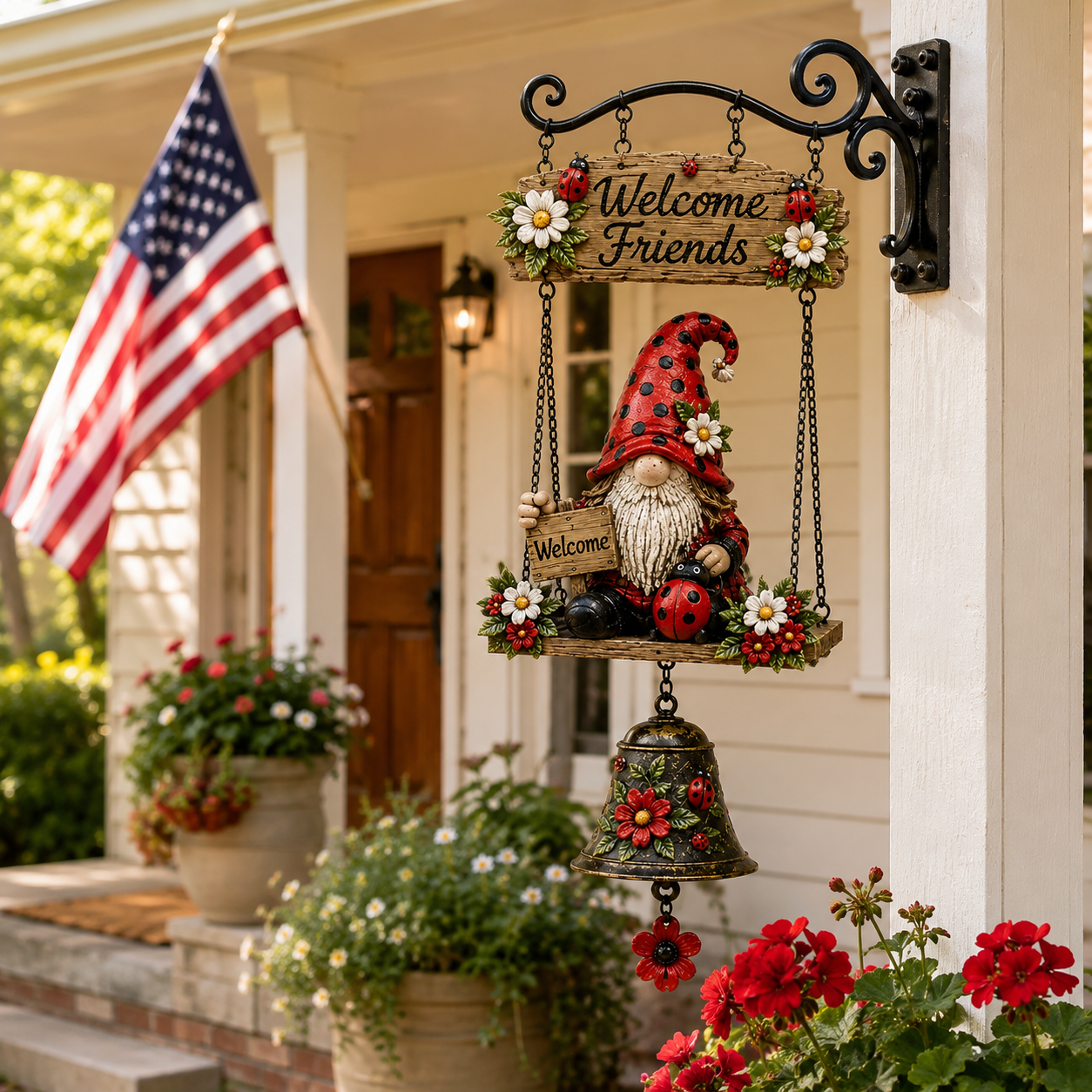 🔥Limited time 49% OFF – Rustic Garden Gnome Bell Outdoor Decor 🐞🌼