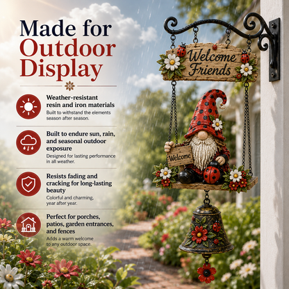 🔥Limited time 49% OFF – Rustic Garden Gnome Bell Outdoor Decor 🐞🌼