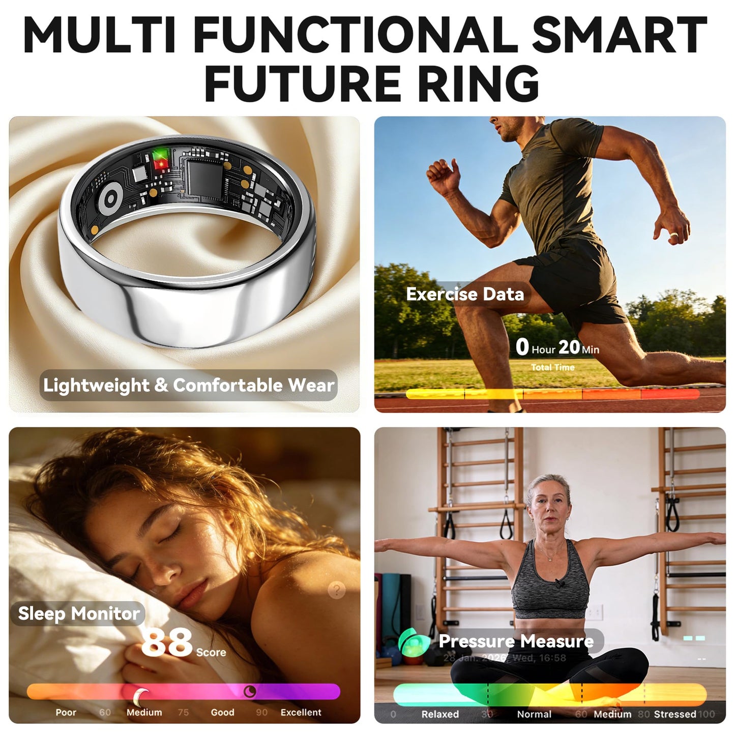 IP68 Waterproof Smart Ring for Women Men