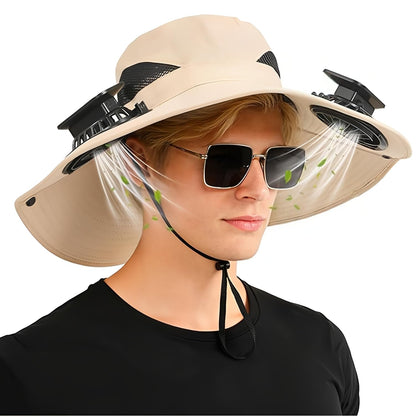 Hat with Fans Solar Power 2-in-1