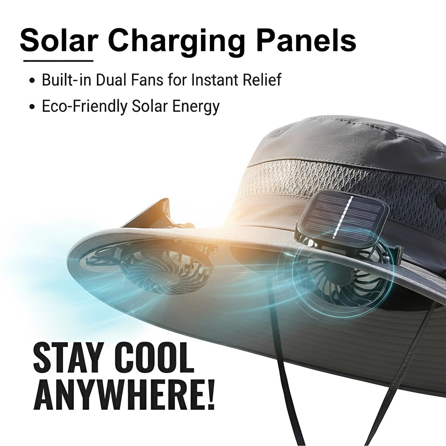 Hat with Fans Solar Power 2-in-1