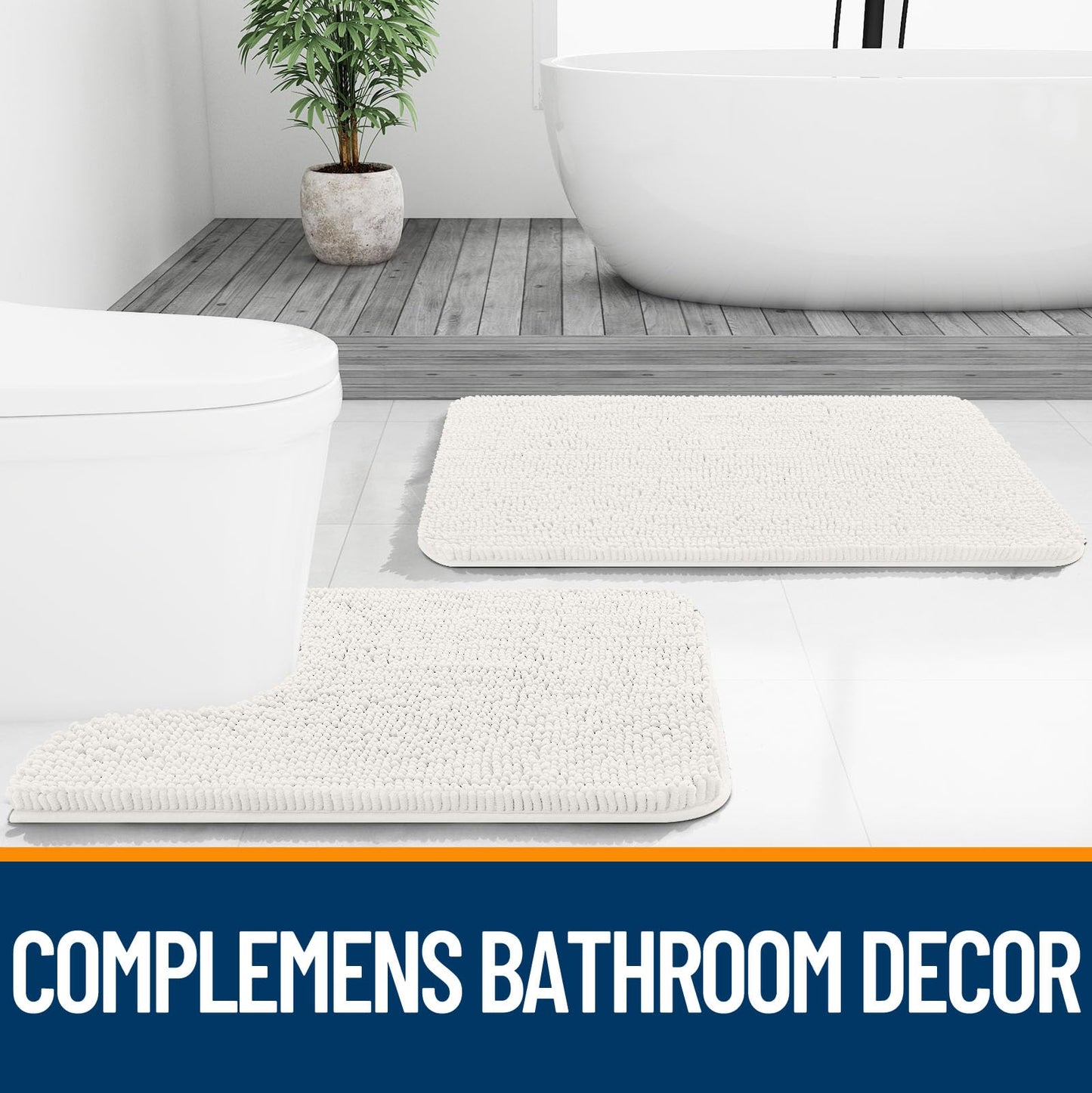 Bathroom Extra Soft Absorbent Chenille Bath Rugs
