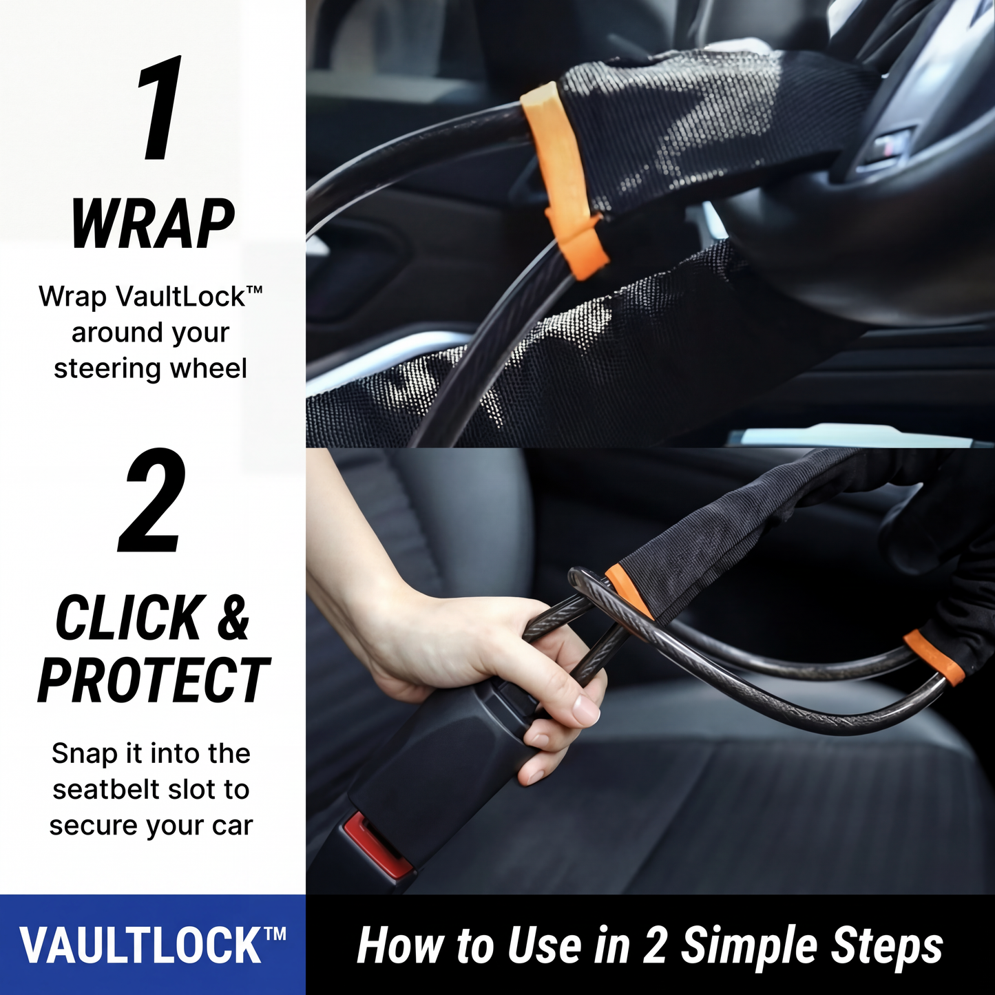 🔥Last Day 49% OFF🔥Military-Grade Steering Wheel Lock (Anti-Theft)