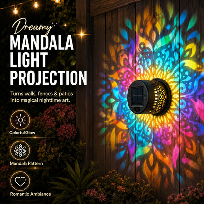 🔥Flash Sale 5K+ SOLD!✨Solar Mandala Wall Light Outdoor Garden Fence Projector Lamp Patio Ambient Decor