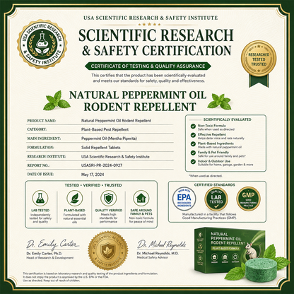 🏆Flash Sale 5K+ SOLD!🔥🟢 Natural Peppermint Rodent Repellent Tablets – 10 Pack