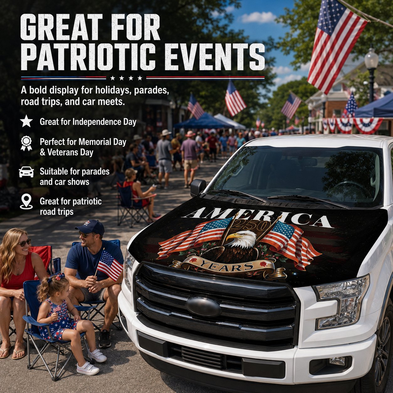 🔥Limited time 49% OFF🚗Patriotic American Flag Car Hood Cover