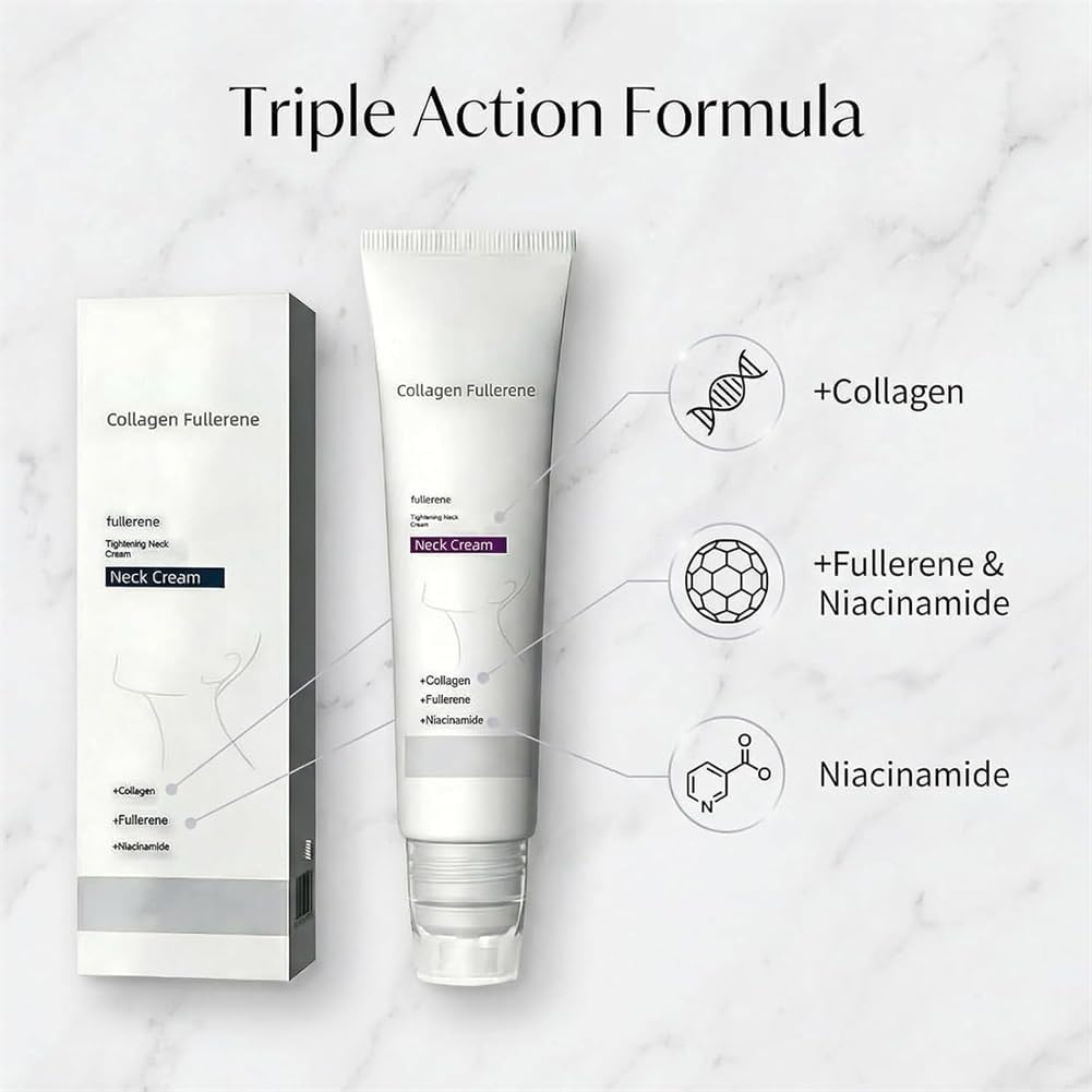 🔥LAST DAY 49% OFF🔥Collagen Fullerene Neck Cream -Tighten and Lift Firming Neck Cream,Neck Firming Cream for Crepey Skin,Reduces Wrinkles