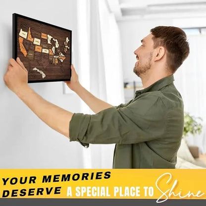 🔥Last Day 49% OFF -🇺🇸 Wooden USA Travel Map Puzzle🧩A Stylish Way to Track Your Journey & Memories