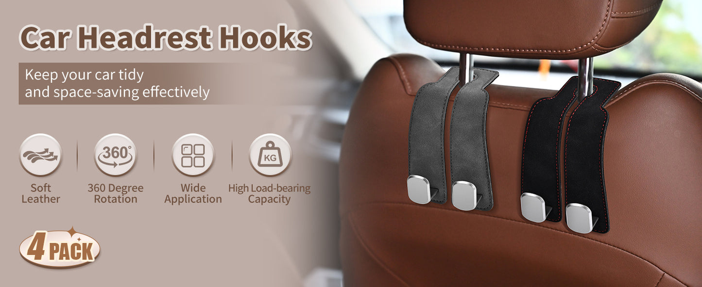 🔥Last Day 49% OFF🔥4 Counts Car Seat Headrest Hook, Improved Car Seat Back Double