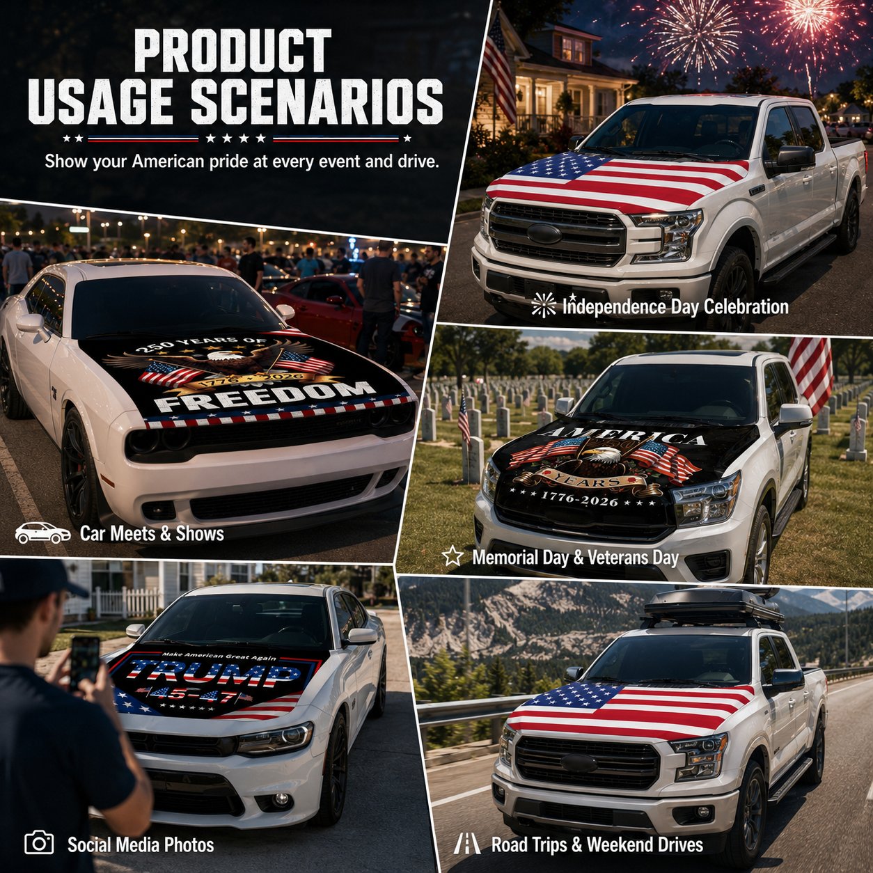 🔥Limited time 49% OFF🚗Patriotic American Flag Car Hood Cover