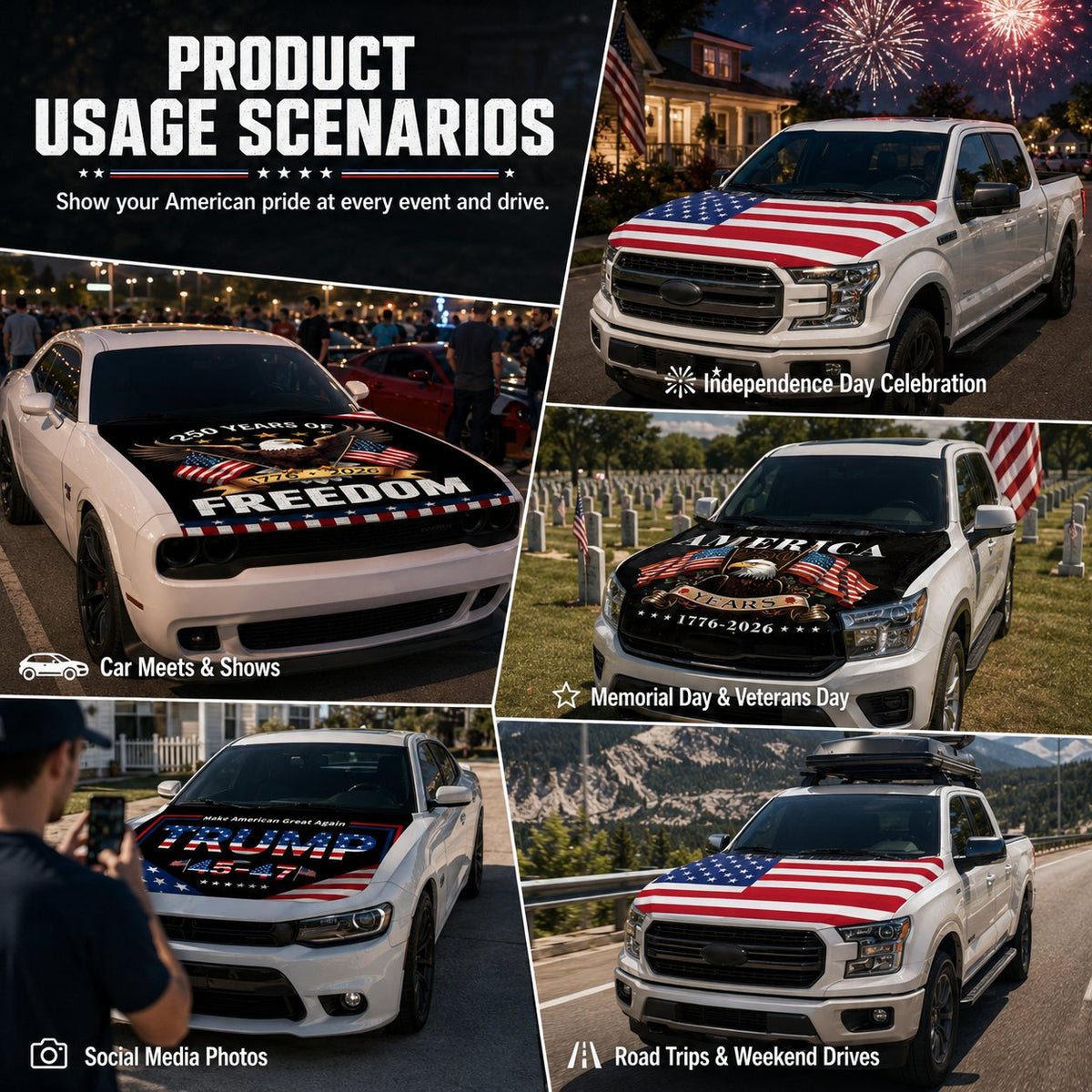 🔥Limited time 49% OFF🚗Patriotic American Flag Car Hood Cover