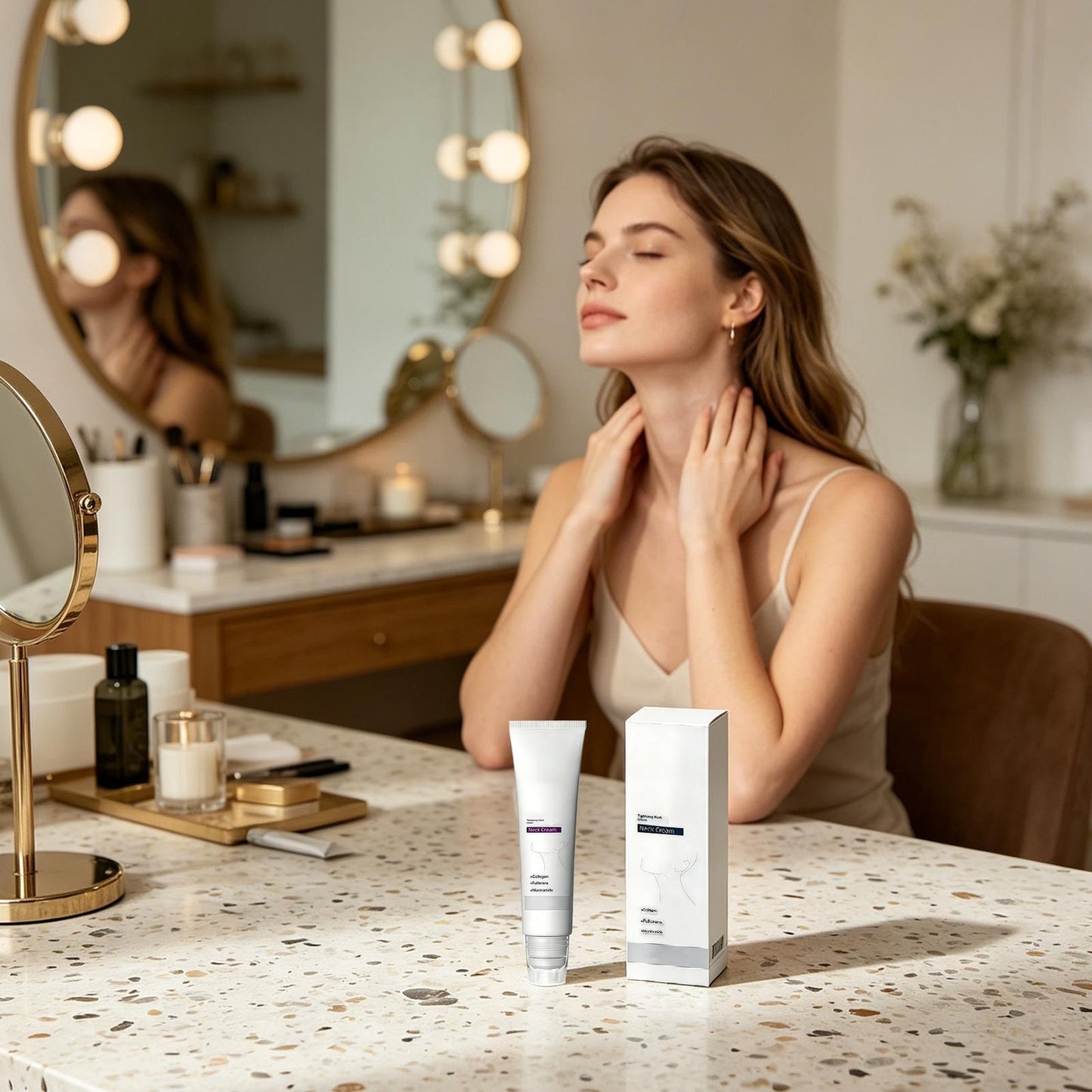 🔥LAST DAY 49% OFF🔥Collagen Fullerene Neck Cream -Tighten and Lift Firming Neck Cream,Neck Firming Cream for Crepey Skin,Reduces Wrinkles