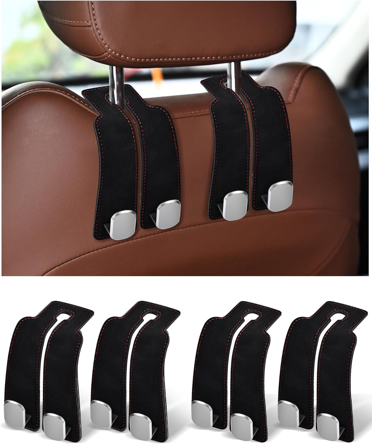 🔥Last Day 49% OFF🔥4 Counts Car Seat Headrest Hook, Improved Car Seat Back Double