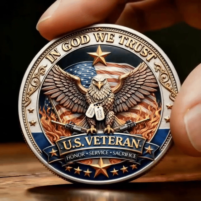Veteran tribute coin display animation