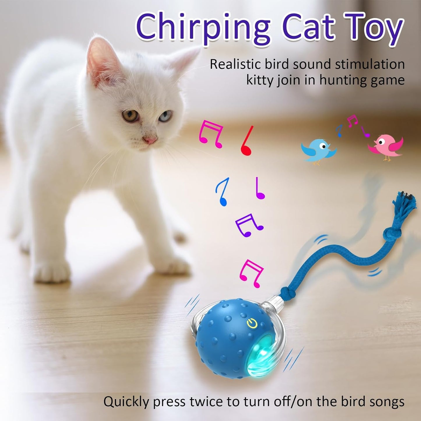 🔥LAST DAY 49% OFF-Interactive Cat Toys Ball for Indoor Cats Fast Rolling on Carpet, Chirping & Motion Activate Cat Toys