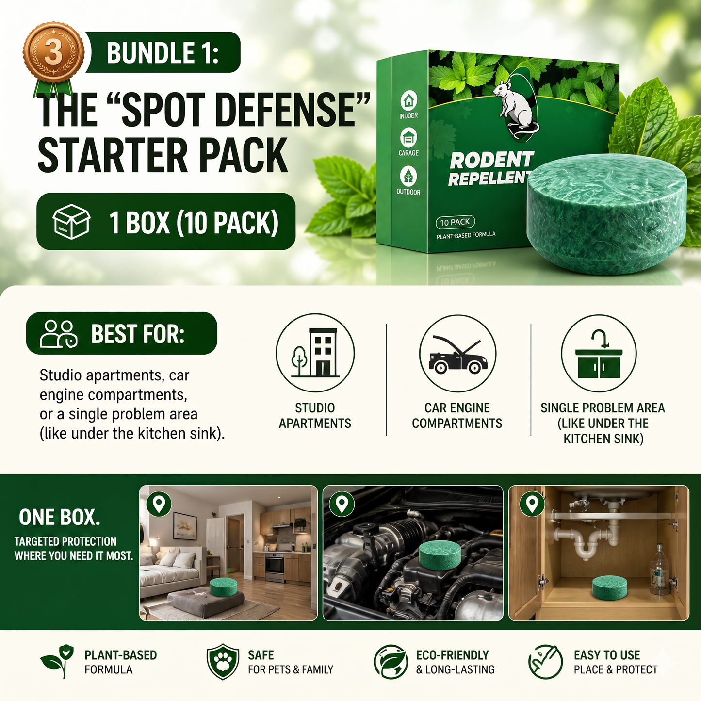 🏆Flash Sale 5K+ SOLD!🔥🟢 Natural Peppermint Rodent Repellent Tablets – 10 Pack