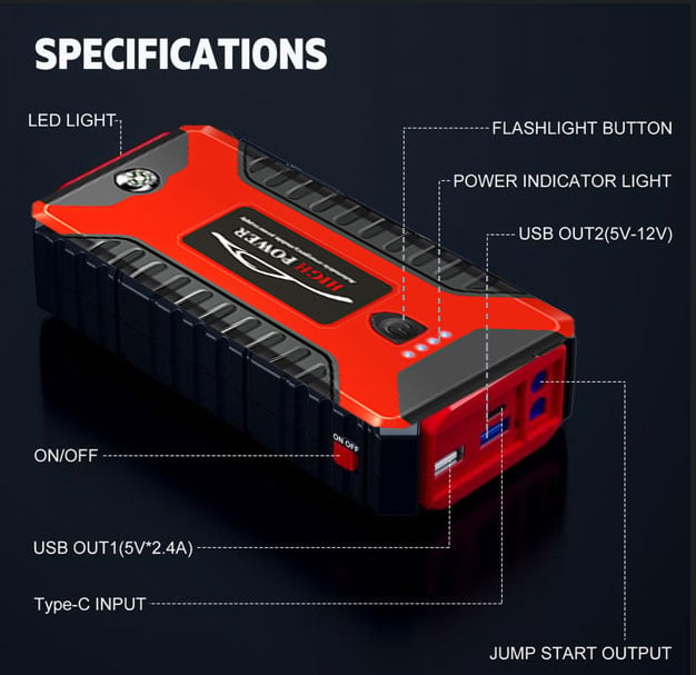 Jump Starter 300A Peak Jump Starter Battery Pack